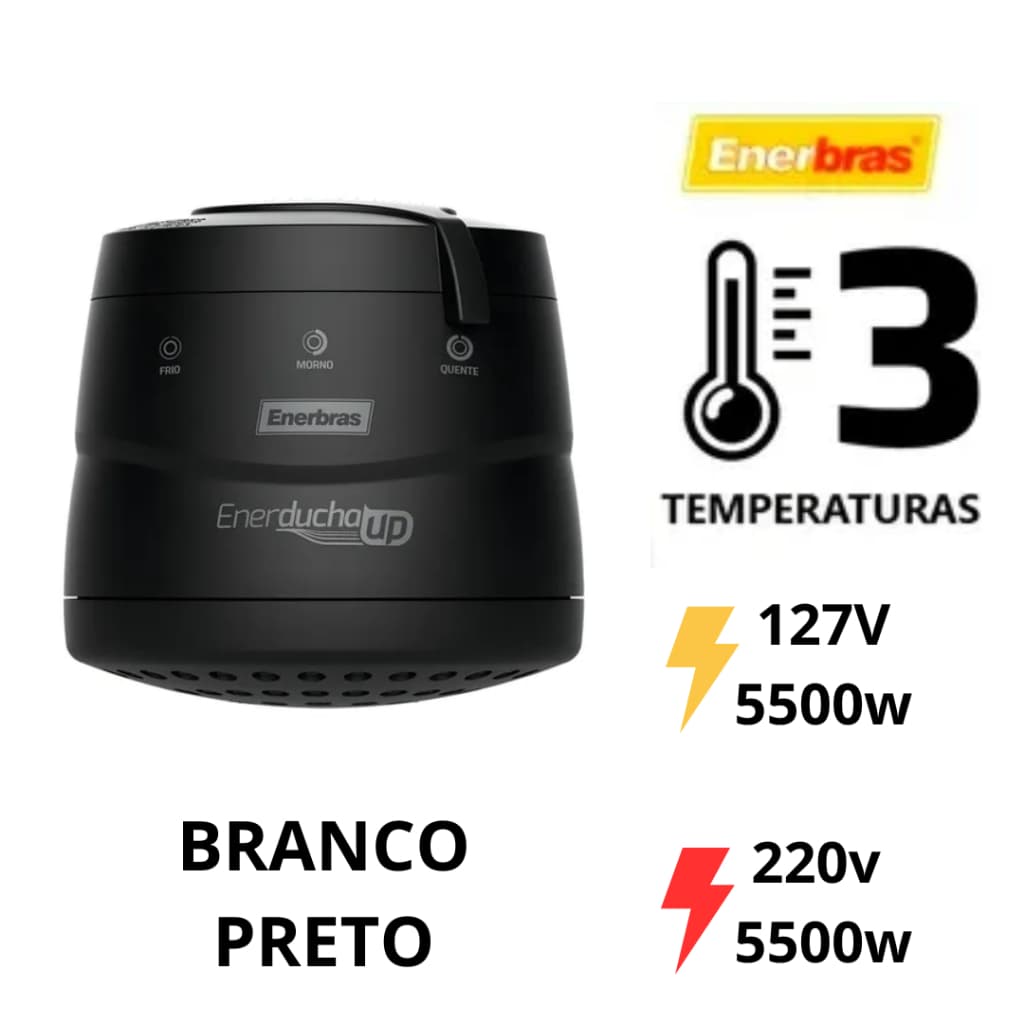 Chuveiro Enerducha Up 3 Temperaturas 127v OU 220v 5500w Ducha Enerbras