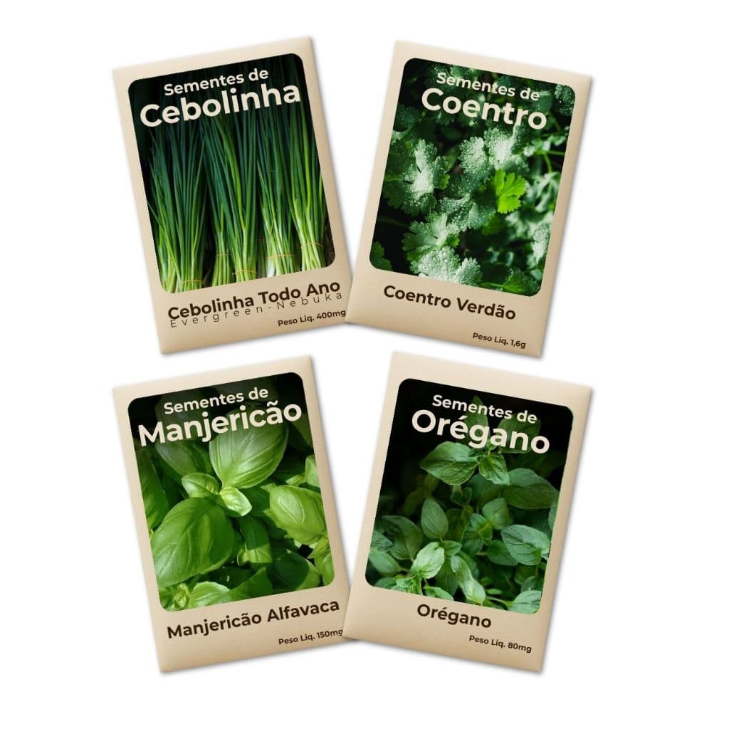 Semente Manjericão-Cebolinha-Orégano-Coentro Ideal Para Horta Cultivo Fácil -Combo 4 Pct