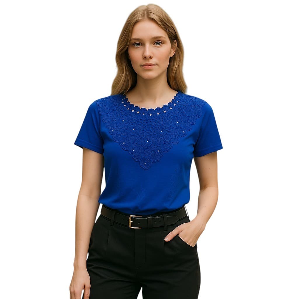 Blusa Moda Evangelica Manga Curta Barata Sku:bv16