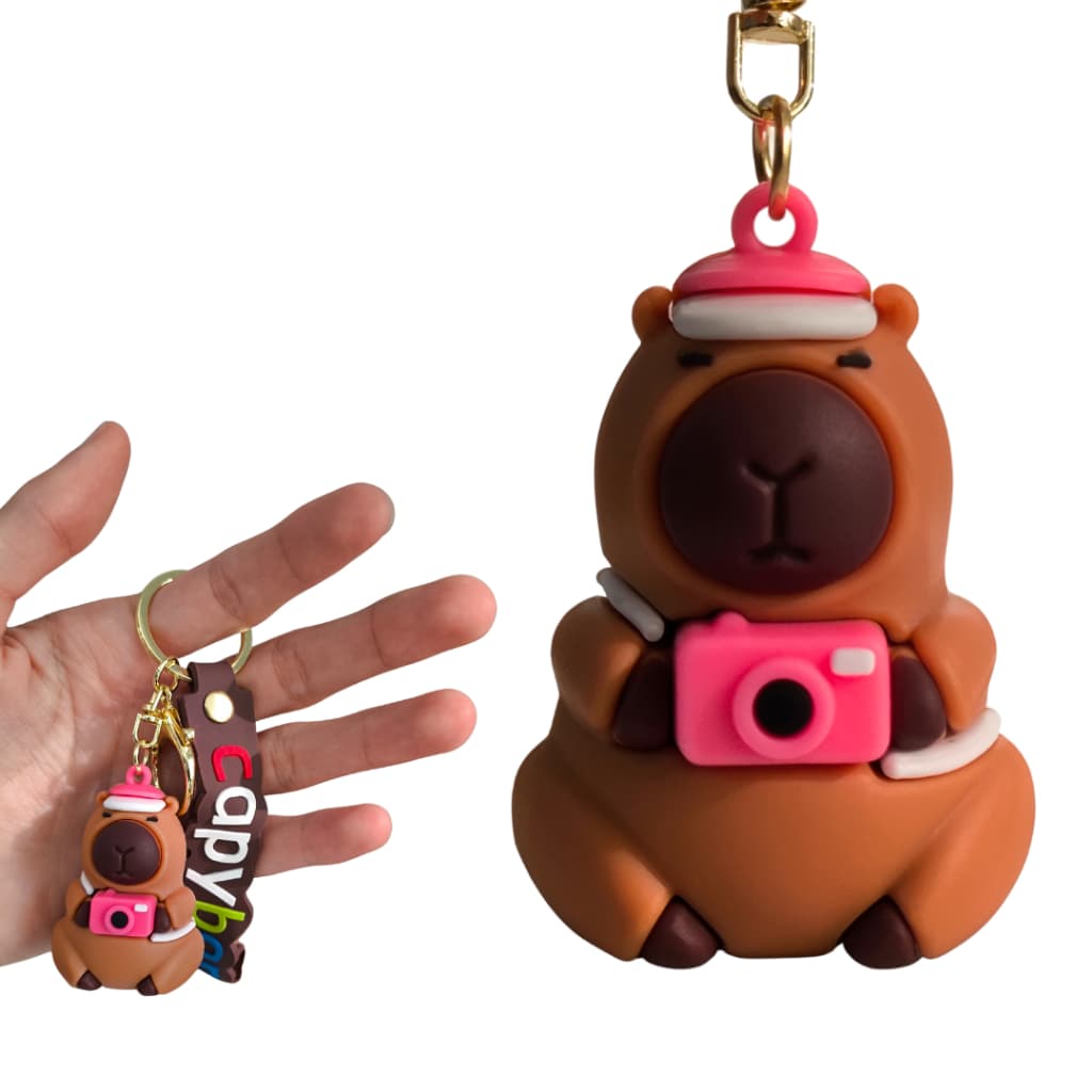 Chaveiro capivara emborrachado super fofo 3d premium para mochila e estojo
