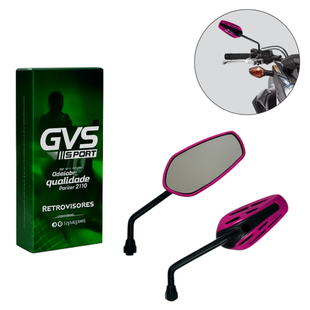 Retrovisor Rosa Gvs Gtx Para Moto Ou Bike Lente Plana Par