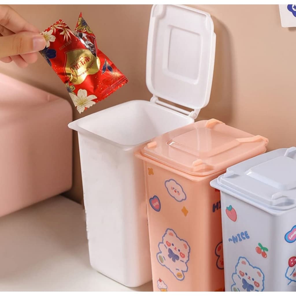 Lixeira Pequena Decorativa com Rodinhas – Ideal para Mesa e Escritório | Cores Pastel