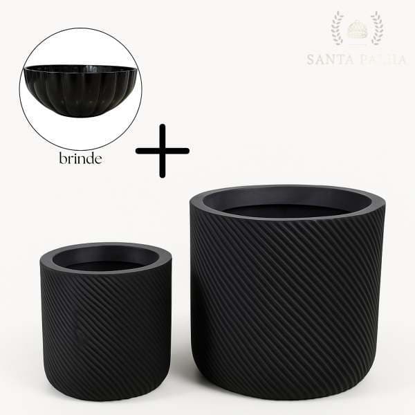 Vasos para plantas Kit com 2 unidades P+M em Polietileno Bojo Vertical Decorativo Moderno - Resistente - Moderno
