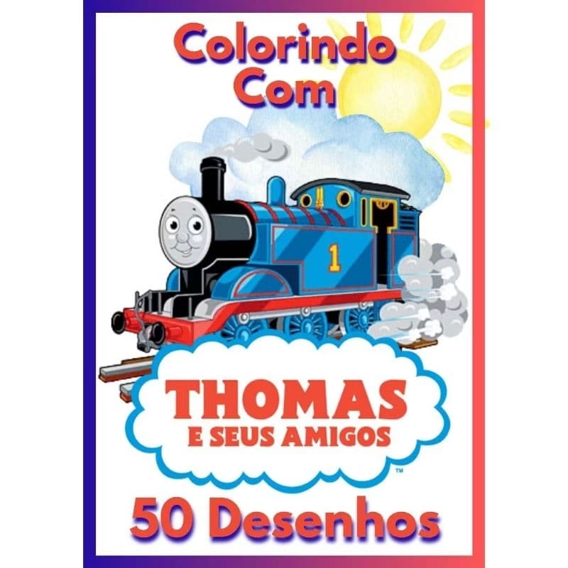 Kit 50 desenhos grandes infantil para colorir Thomas e seus amigos