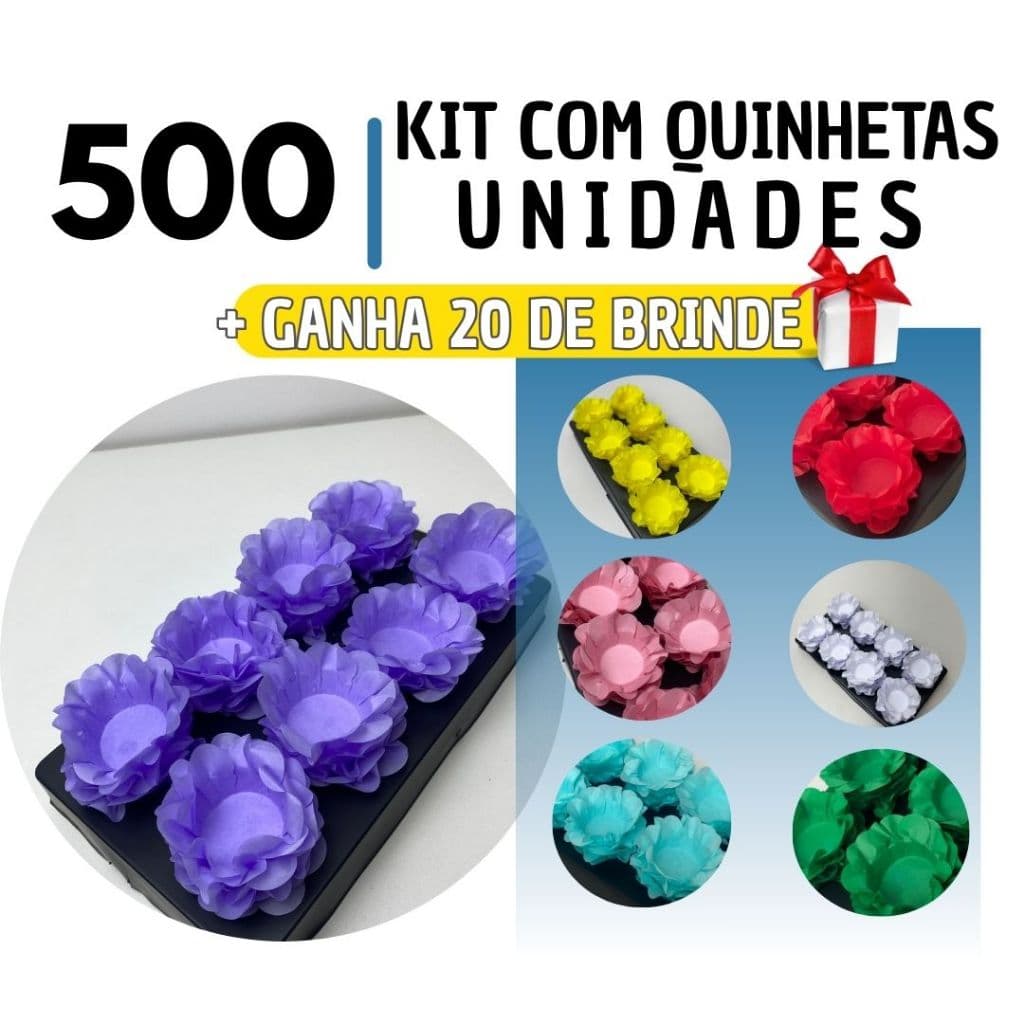 Kit 500 +20 Forminhas de Doces Finos Flor Luxo para Festa Casamento