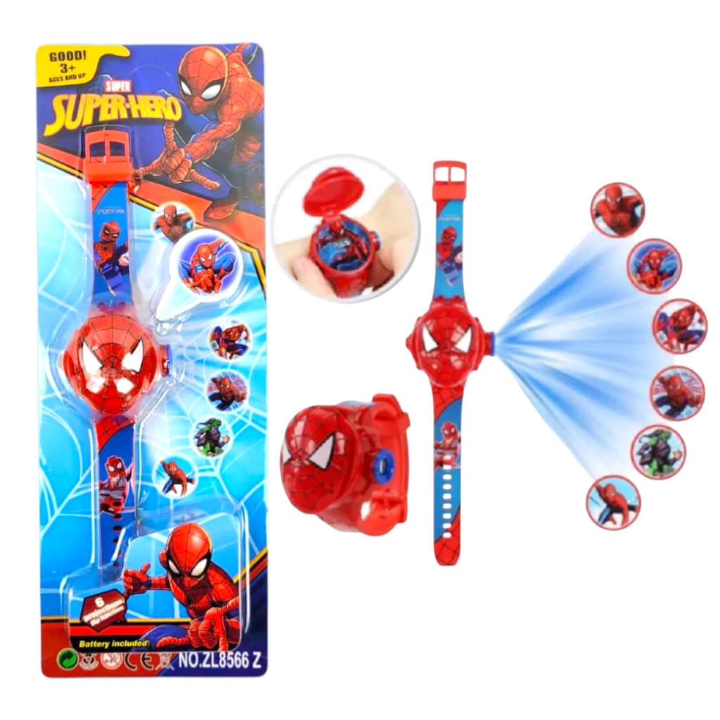 Relógio Infantil Projetor De Imagens 3D  Homem Aranha
