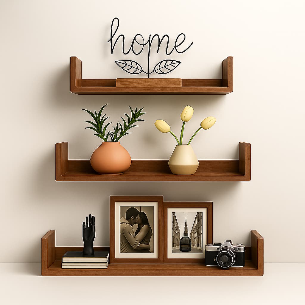 Trio prateleira modelo U em MDF Kit 3 Prateleiras U para Organização de Ambientes