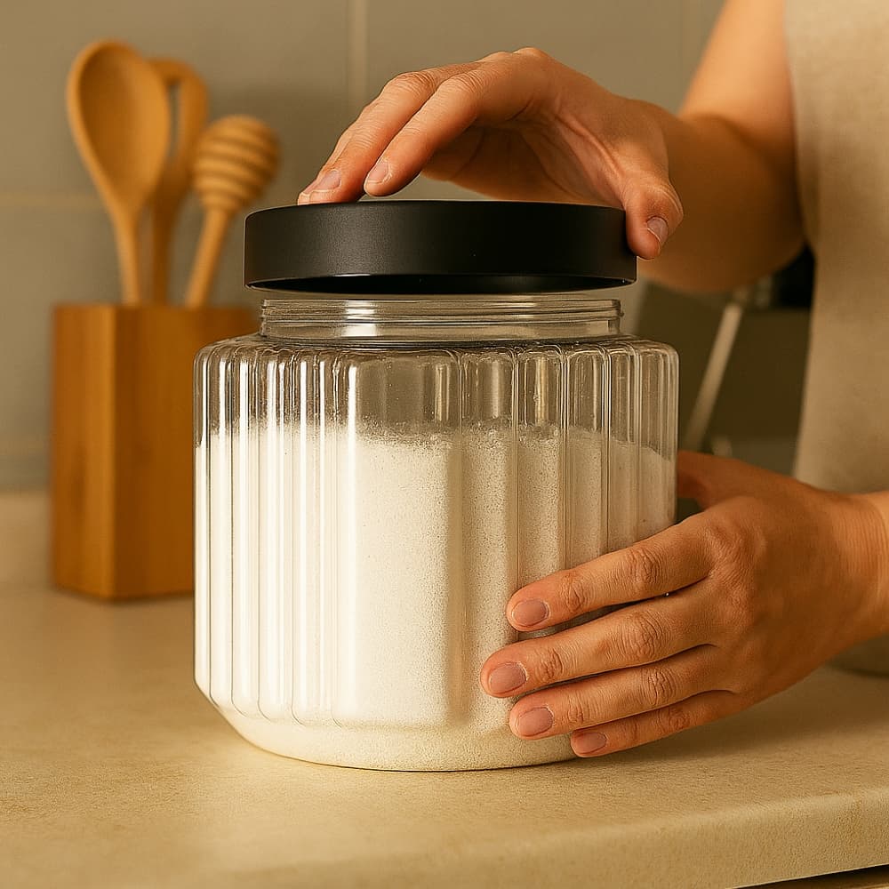 Pote Plástico Fileto 1 Litro Tampa de Rosca Premium Plástico Cristal Cozinha Multiuso