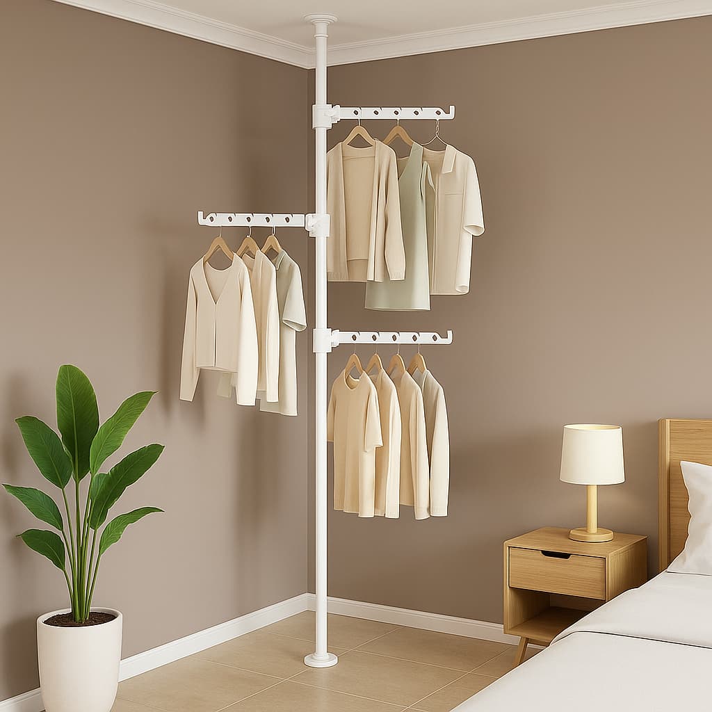 Cabideiro Vertical Grande Moderno Multiuso Resistente Organizador de Roupas 4 Braços Ajustável