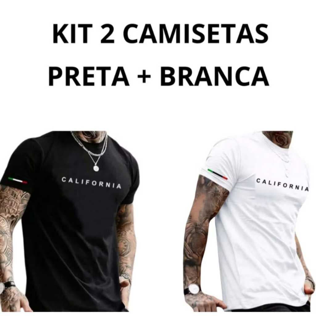 Kit 2 Camisetas Califórnia Tira 100% Algodão