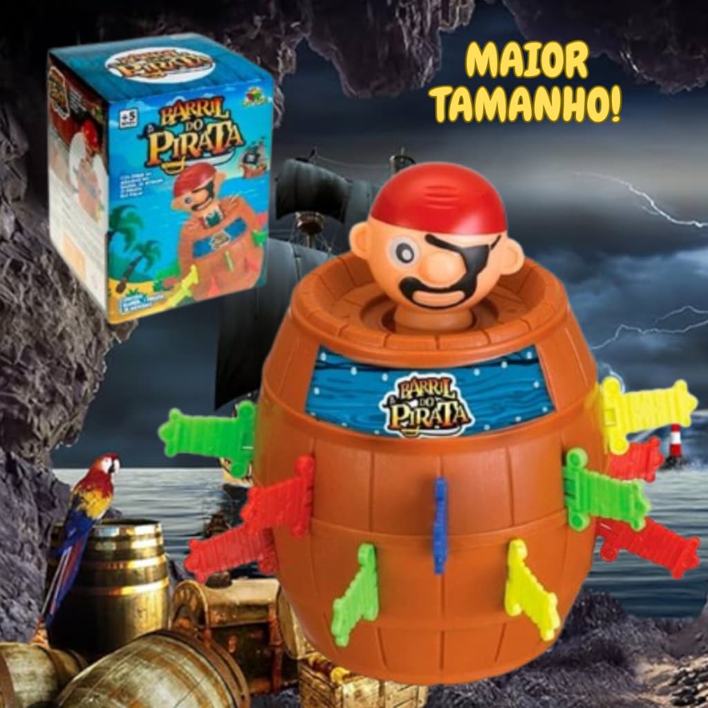 Jogo Pula Pirata - Barril Do Pirata Tamanho Grande 18cm e Médio 11cm - Envio Imediato