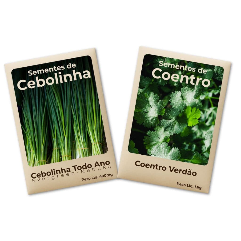 Semente aromática de cebolinha e coentro frescos Combo 2 Pacotes