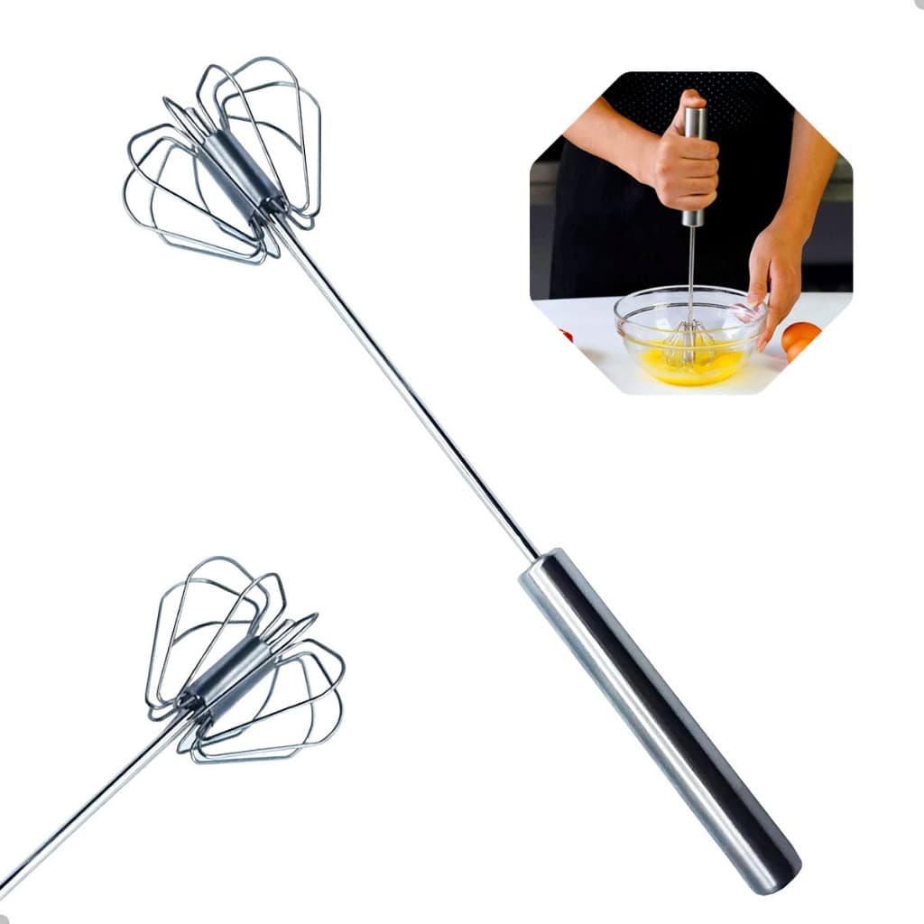 Batedor Manual em Aço Inox para Ovos, Claras em Neve e Massas, Semiautomático