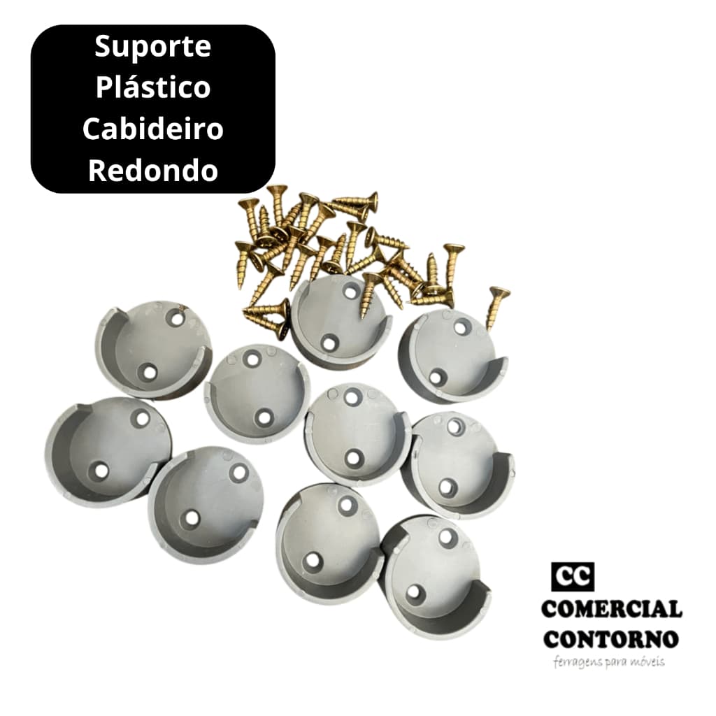 Suporte Plástico Cabideiro Redondo COM PARAFUSOS
