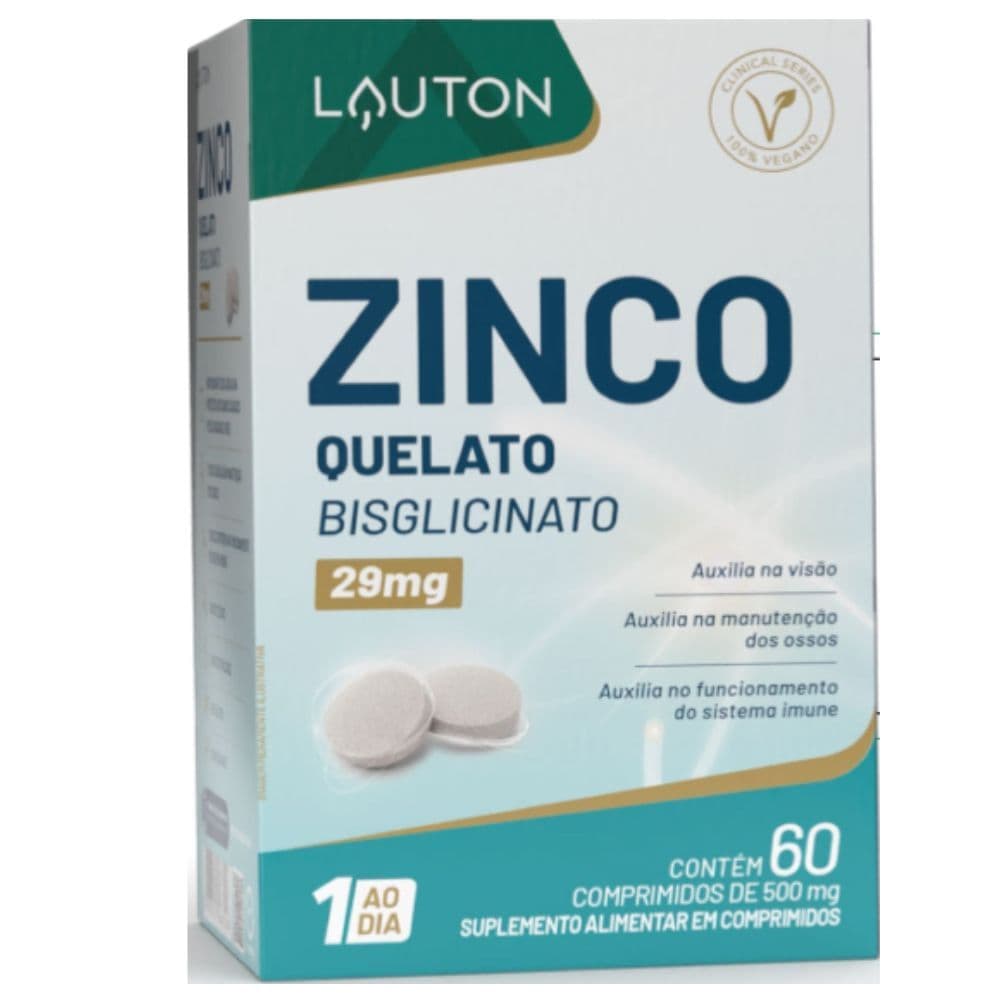 Zinco Quelato Bisglicinato 29mg 60 Comprimidos - Lauton
