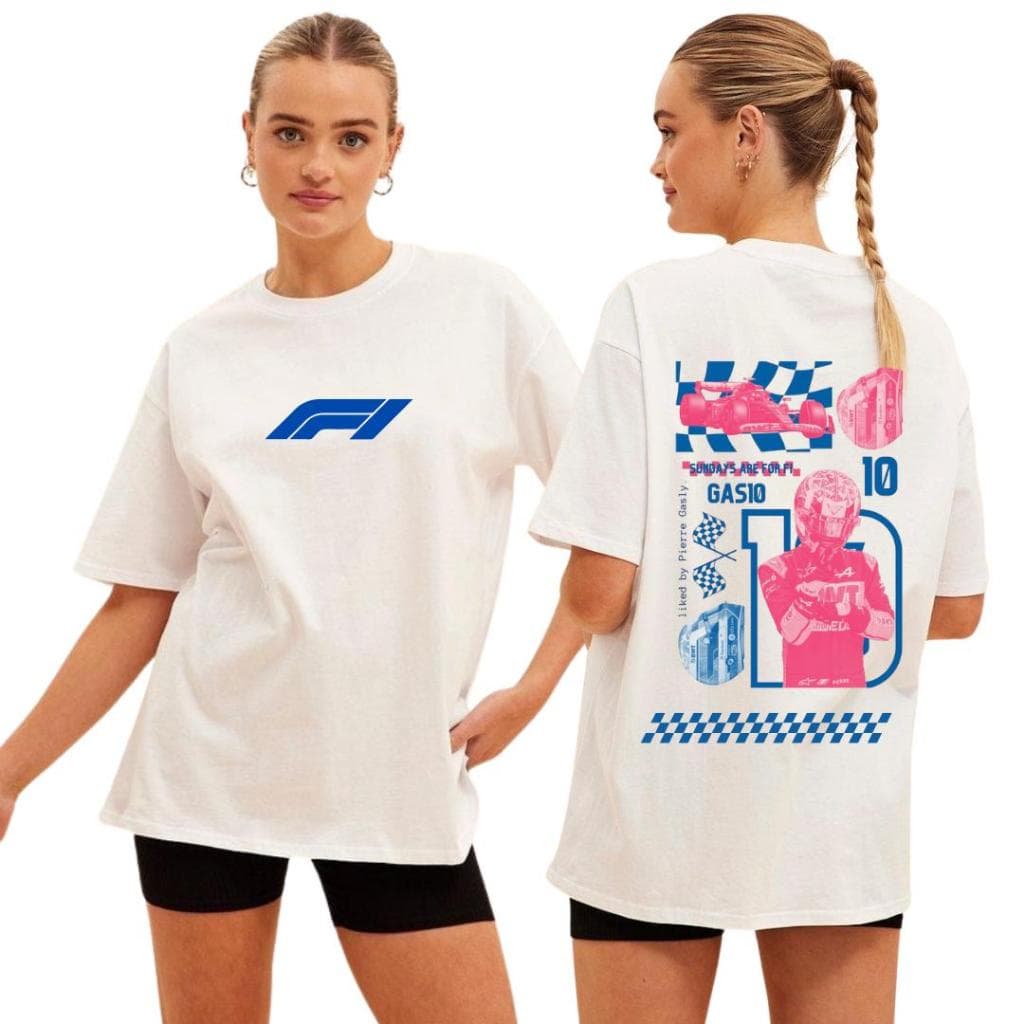Camiseta Feminina Formula 1 Gás 10 Pink Corrida Estampado 100% Algodão Top