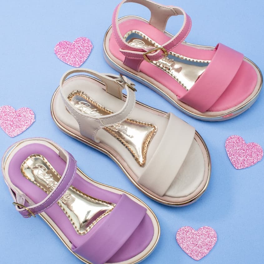 Sandália Infantil Menina Brilho Delicada Confortável Básica Delicada Casual Promoção 20 ao 34
