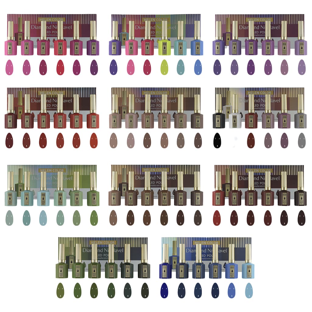 Kit 6 Esmaltes Tendencia de Outono Diamond 15ml cada - Helen Color