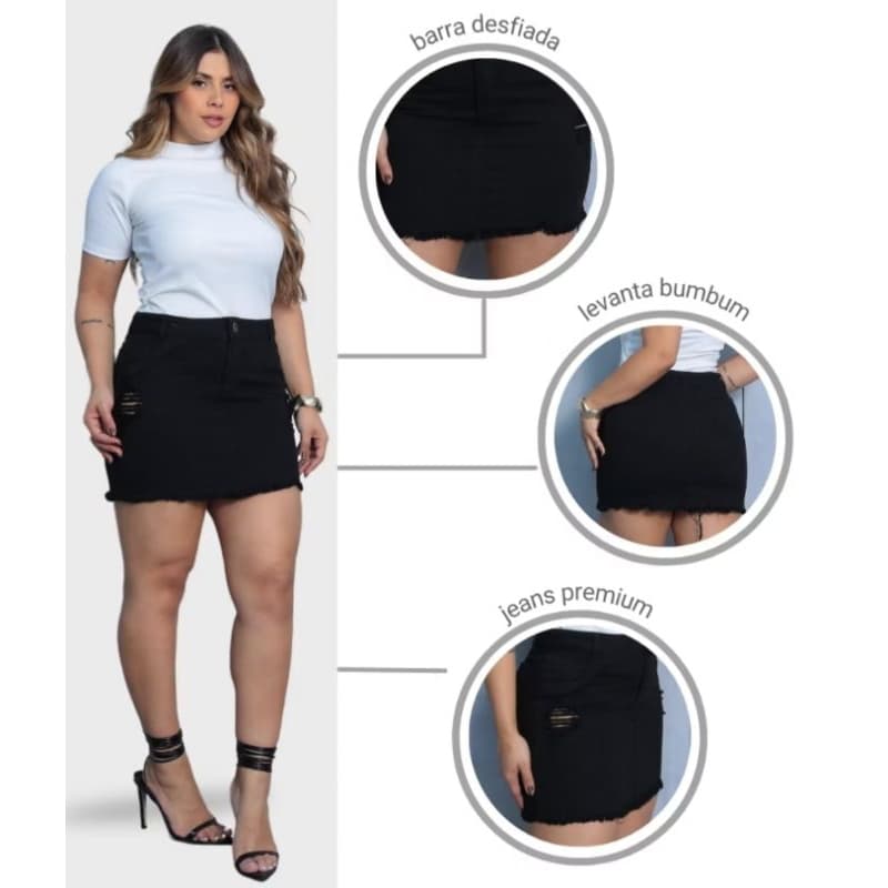 Saia Jeans preta.