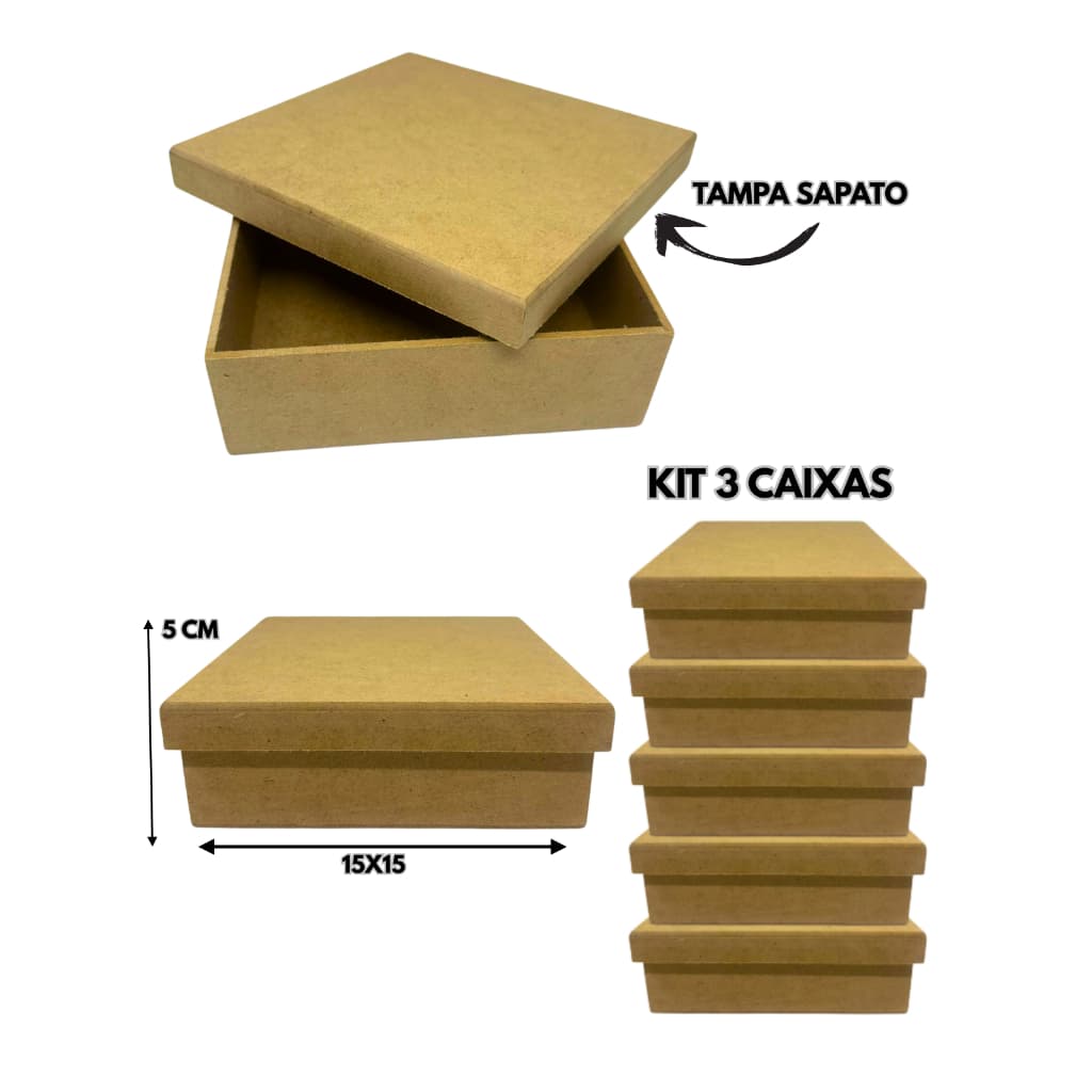 Caixinha Kit com 3 Unidades MDF 15x15x5  Alta Qualidade - Envio Imediato LEMBRANCINHA CASAMENTO