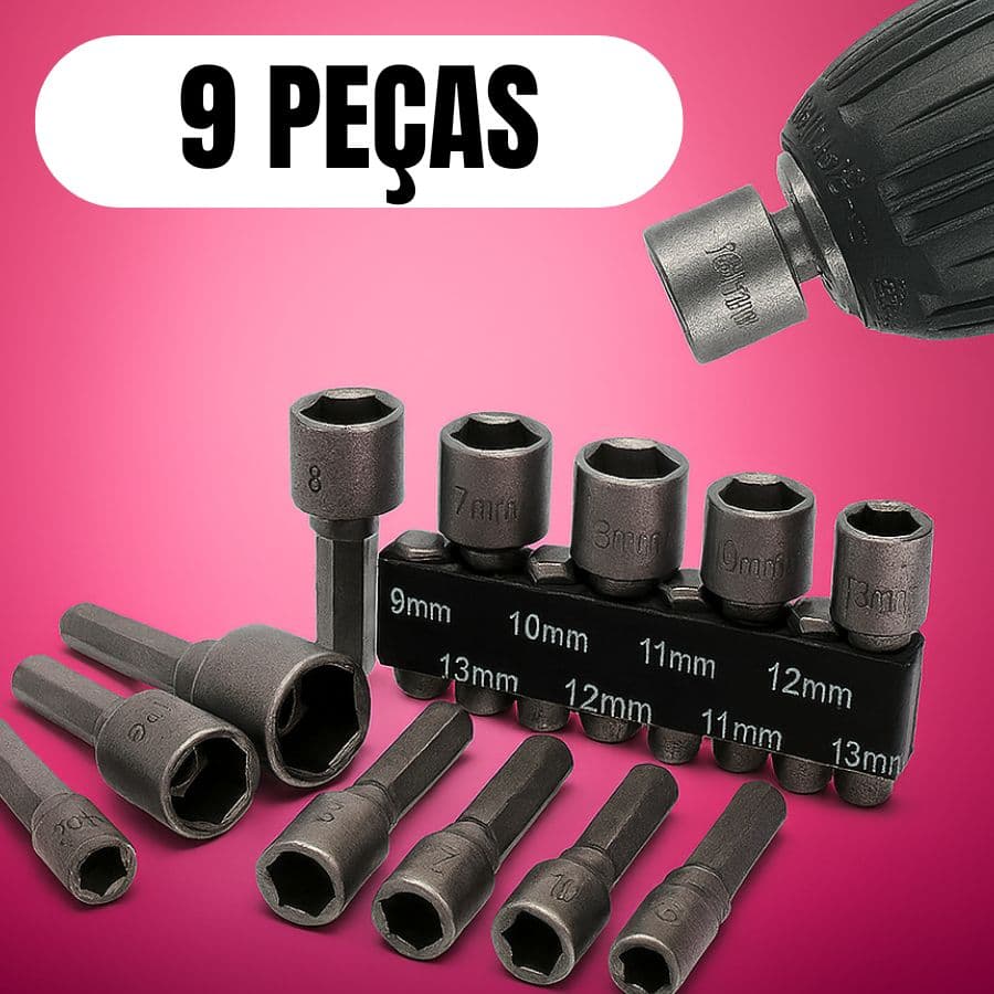 Kit de Jogo de Bits Soquete Canhão para Parafusadeira 5 A 13mm