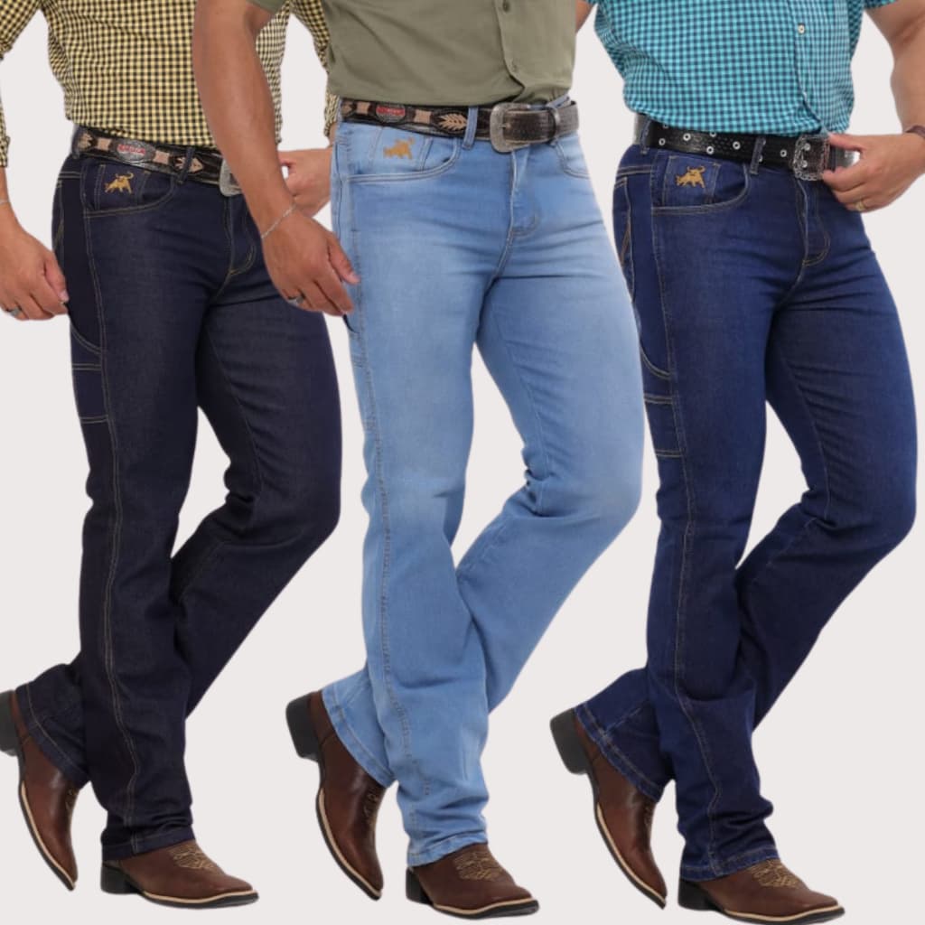 Kit 3 Calças MASCULINA CARPINTEIRO Country Rodeio Premium Jeans Original Com Lycra Texana