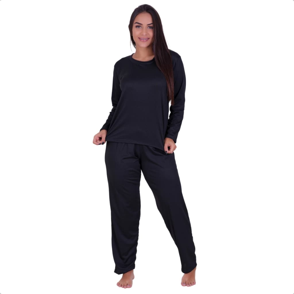Pijama Longo Feminino Inverno Calça Blusa Manga Comprida Conjunto Quentinho Dormir Confortável