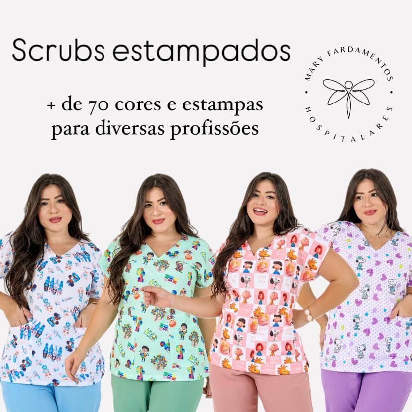 Batas Scrub Pijama Cirurgico estampado diversas profissões