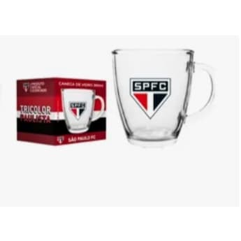Caneca Copo De Vidro Cônica Do São Paulo 380ml Allmix-Coleção Times Presente Barato