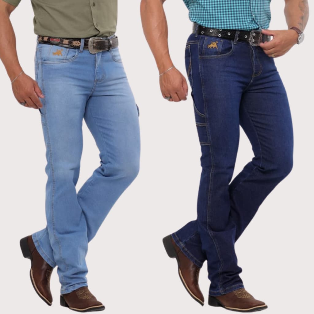 Kit 2 Calças MASCULINA CARPINTEIRO Jeans Country Rodeio Premium Original Elastano Lycra Texana