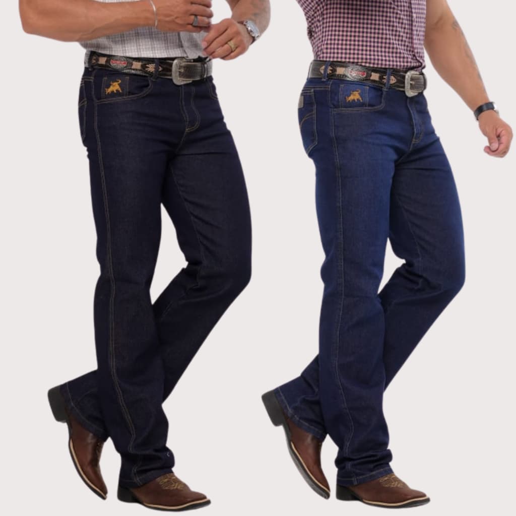 Kit 2 Calças MASCULINA TRADICIONAL Rodeio Country Montaria Jeans Grosso Com Lycra Original