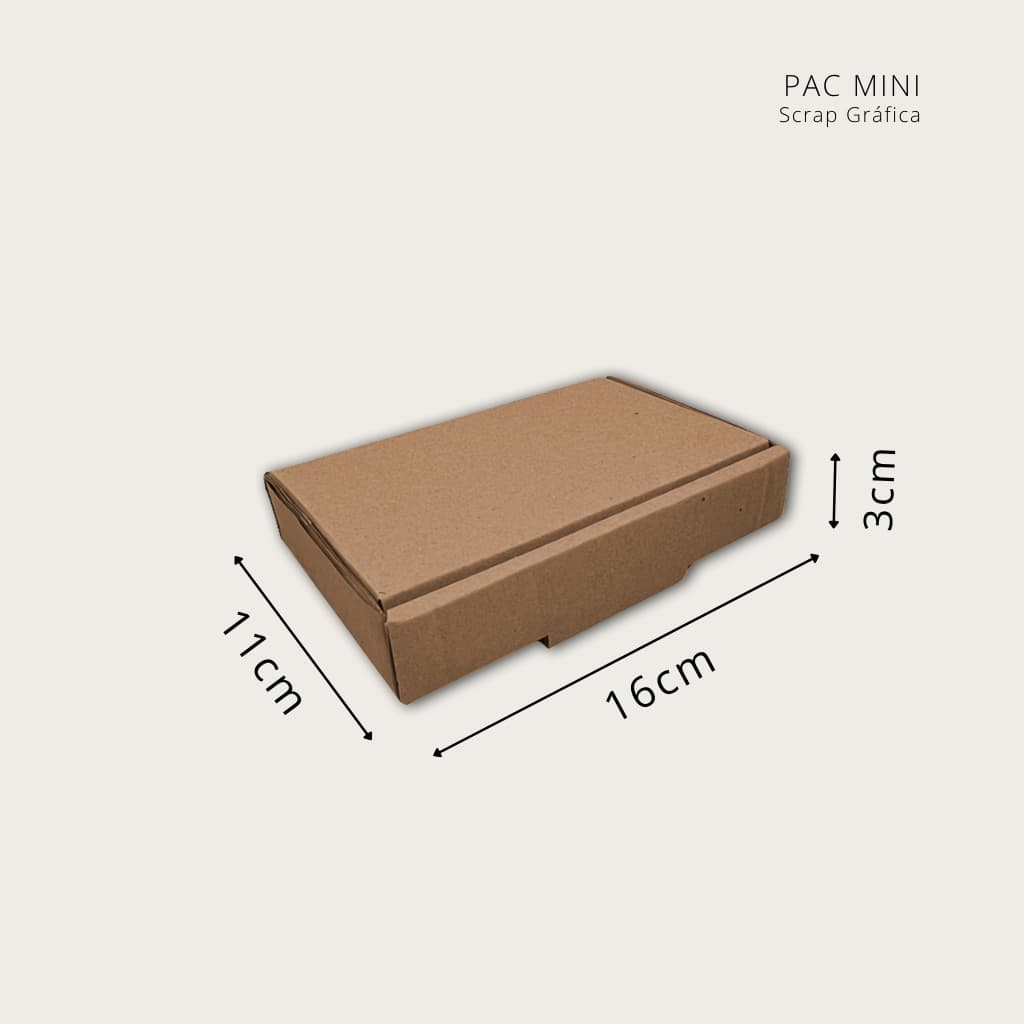 Caixas de Papelão 16x11x3 cm - 25 ou 50 Unidades - Mini Envio - E-commerce, Correios, PAC, Sedex (Modelo: Pac Mini)
