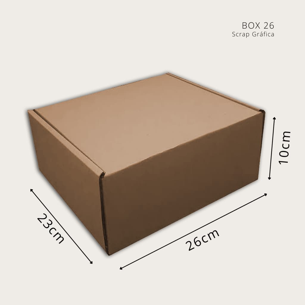 Caixas de Papelão 26x23x10cm - 25 ou 50 Unidades - p/ E-commerce  (Modelo: Box 26)