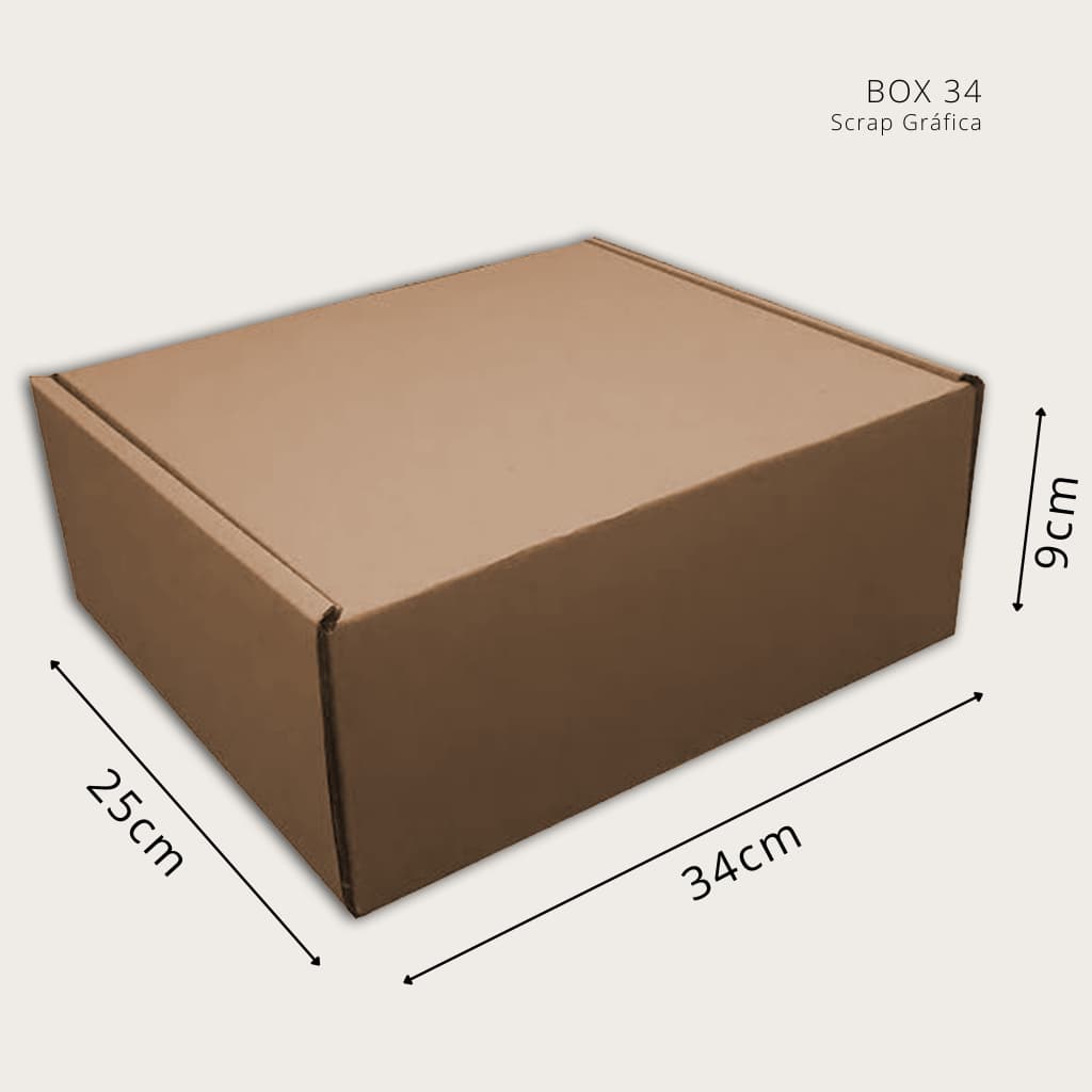 Caixas de Papelão 34x25x9cm - 25 ou 50 Unidades  P/ E-commerce (Modelo: BOX 34)