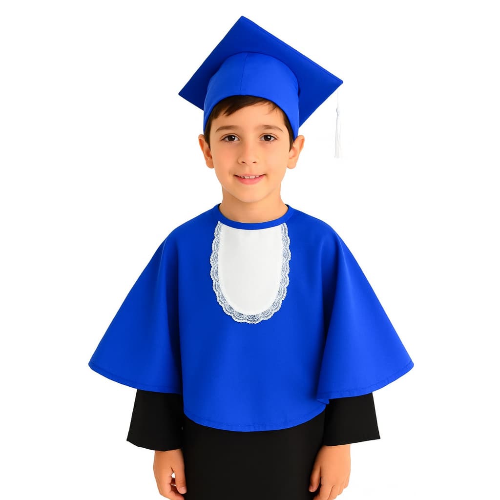 Veste De Formatura Meia Beca – Jabô + Capelo Infantil Completa