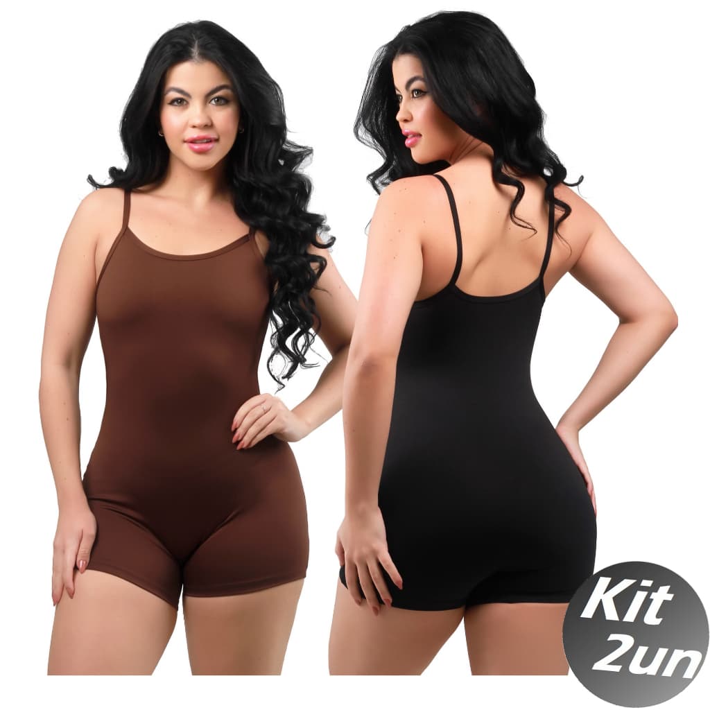 Kit 2 Macaquinho Curto de Alça Fitness Feminino