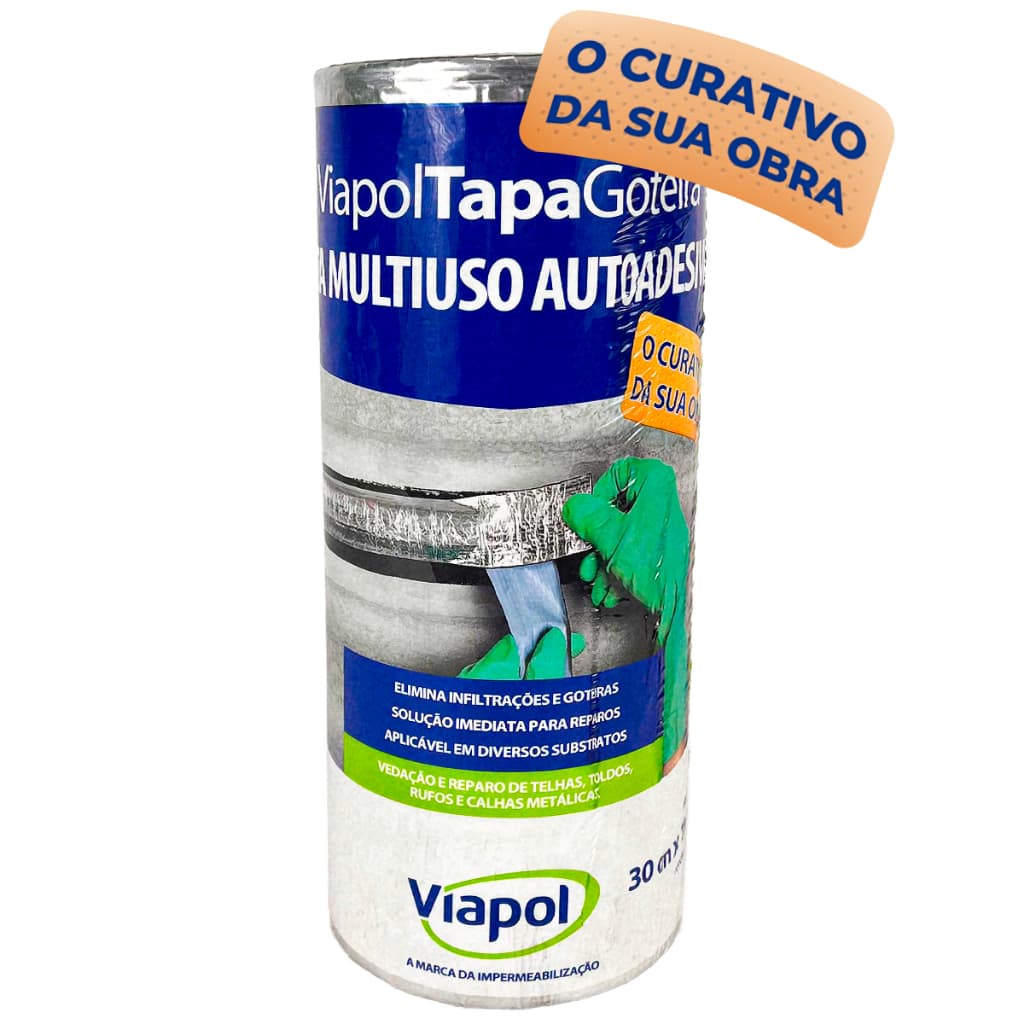 Fita Asfáltica Impermeável Manta Adesiva para Reparos Rufo,Calha,Telhado Veda Tudo 30cm