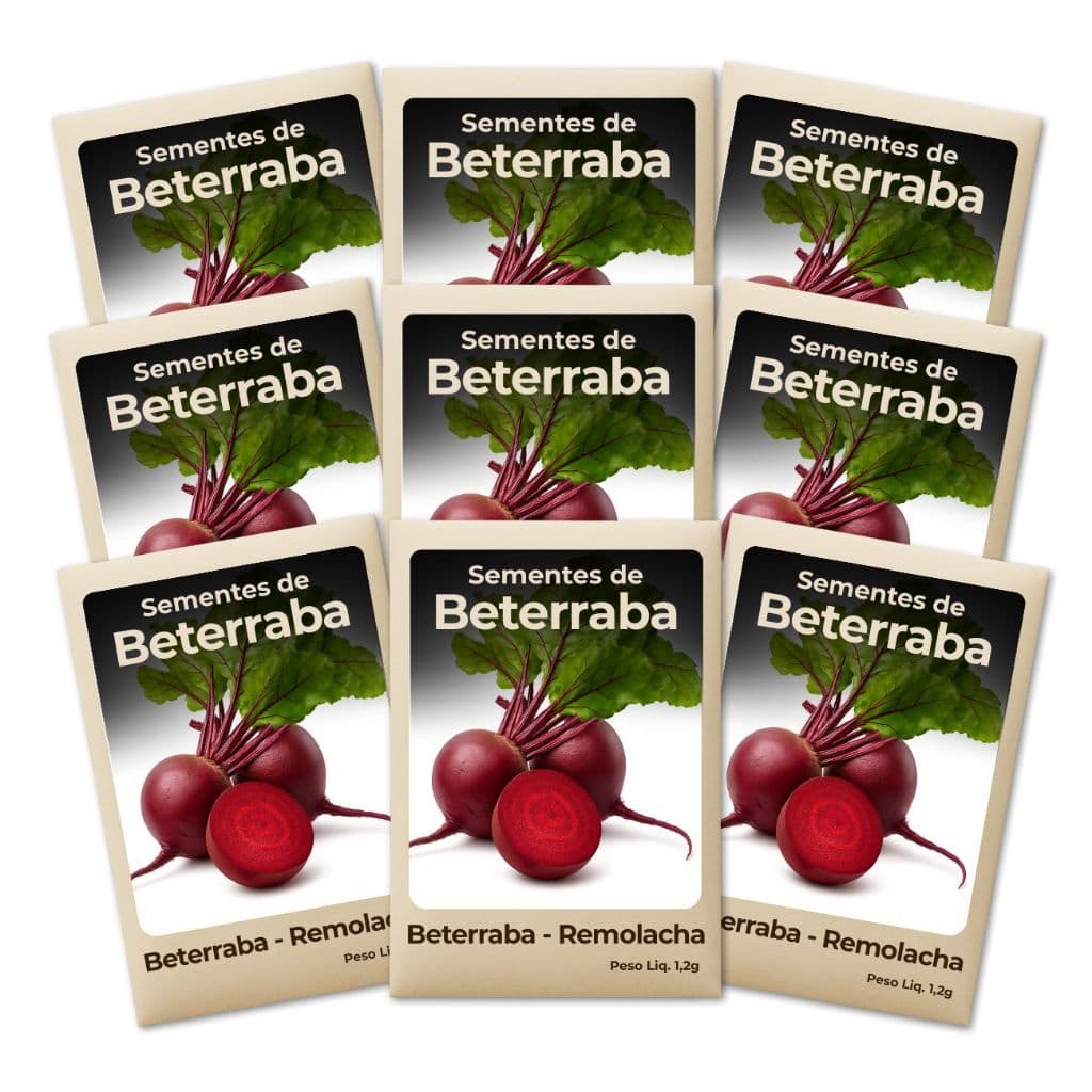 Semente de Beterraba Hortas Verticais Produção Alta Crescimento Constante Cultivo Garantido Feltrin-Kit 9 Pct