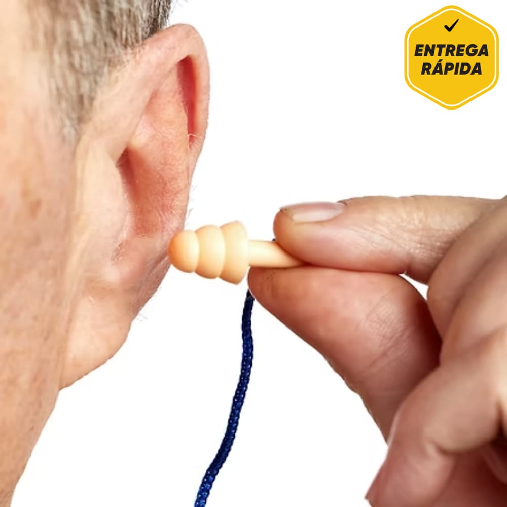Protetor Auricular Silicone Farmacêutico Redutor de Ruído Antirruído Tipo Plug 1 Par
