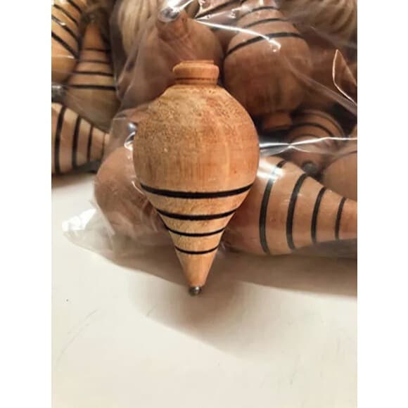 Pião de Madeira Retrô com Fieira | Brinquedo Antigo Infantil - com 2 Peças