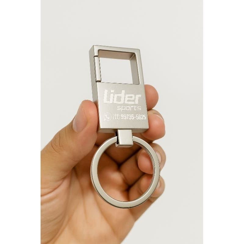 Kit com 3 chaveiros mosquetão metal inox personalizados