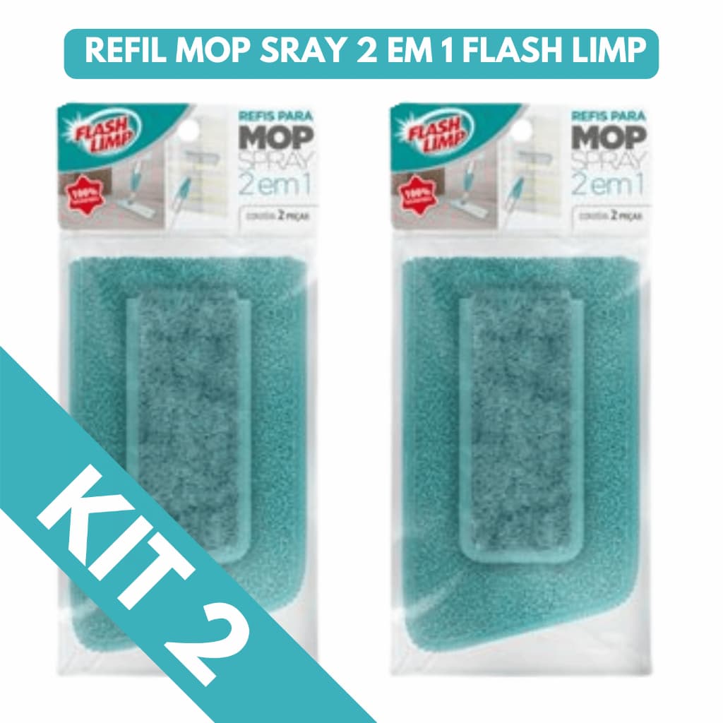 2 Refil Mop Sray 2 em 1 Flash Limp