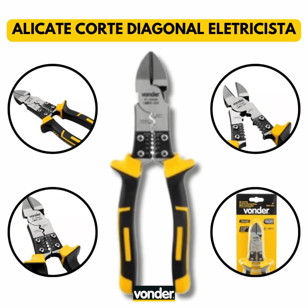 Alicate Corte Diagonal 8 Pol. Eletricista 1.000v Multifunção