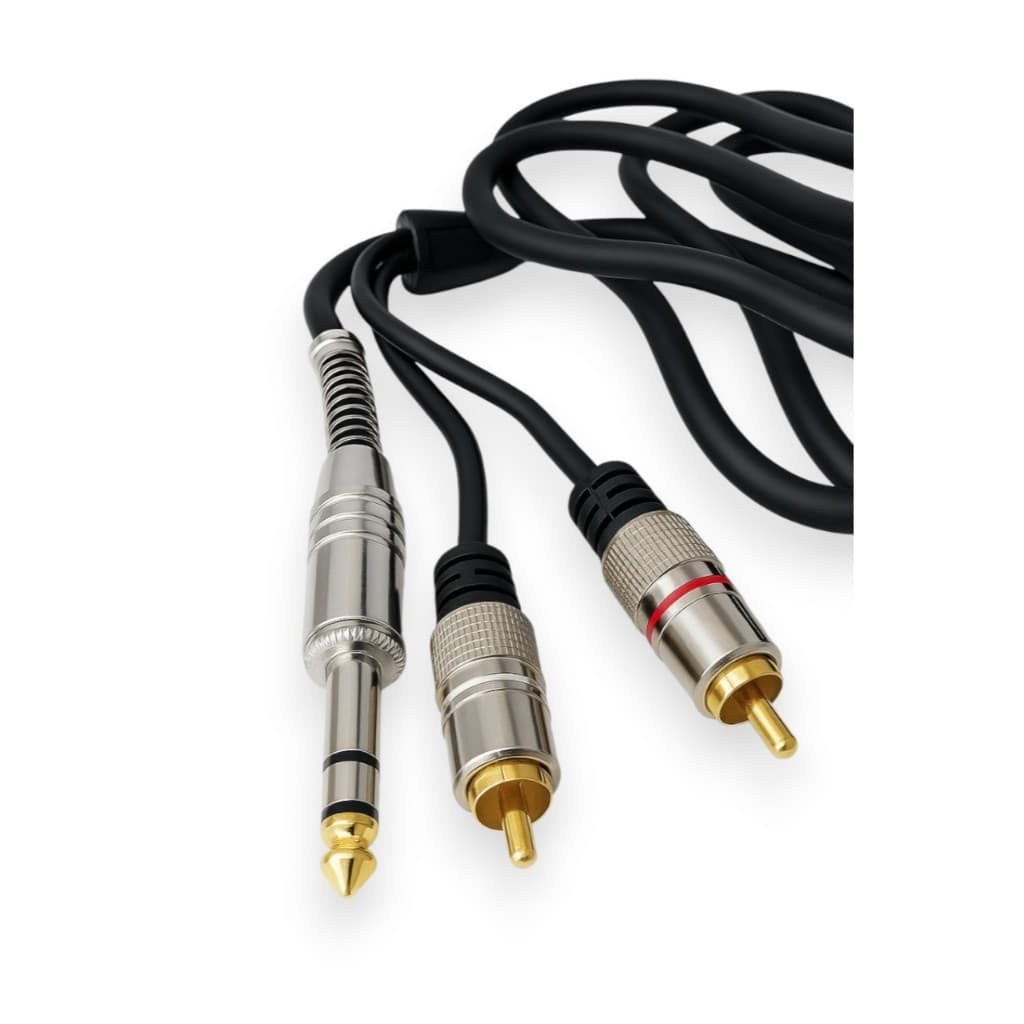 Cabo P10 Estéreo x 2 RCA 1,8m Alta Qualidade Áudio Profissional