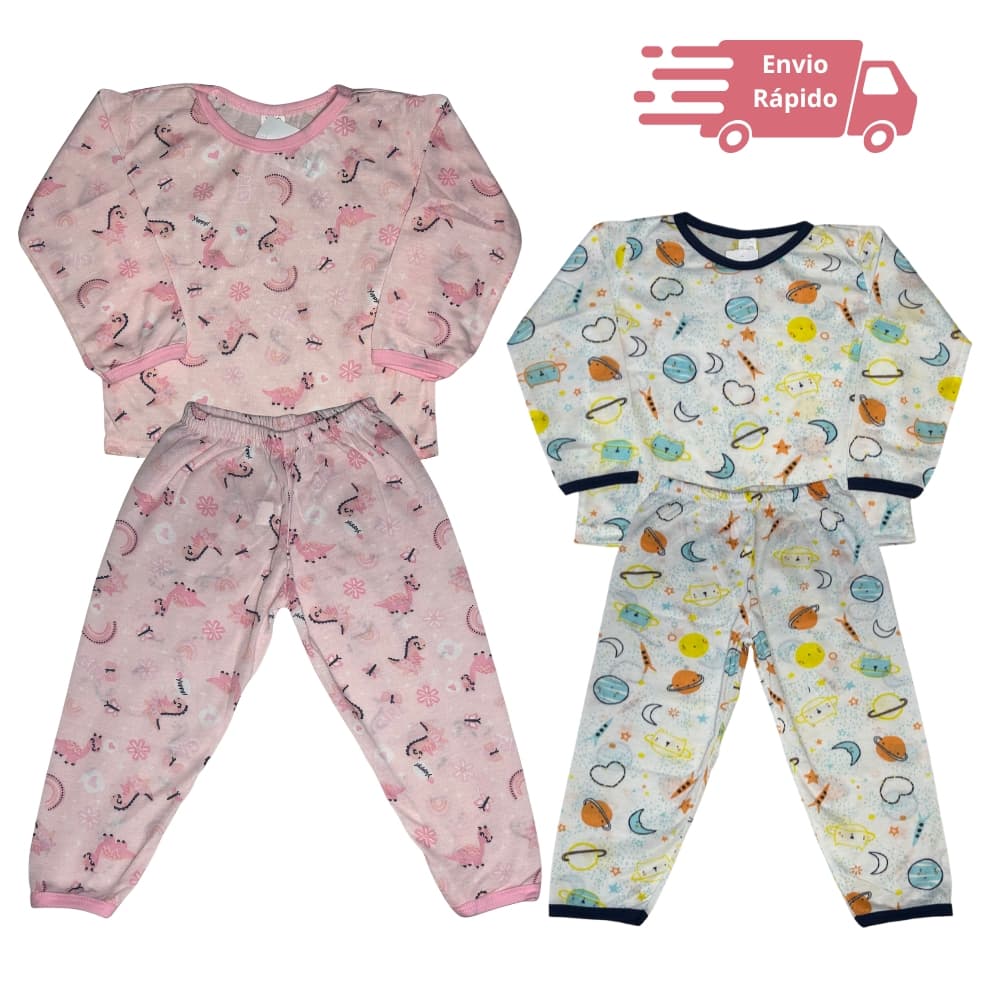 Pijama Infantil Menino Menina Longo Conjunto Blusa e Calça Tamanho 6 Meses á 10 Anos