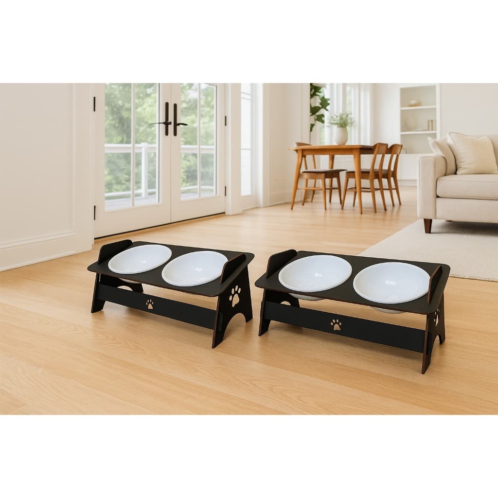 Comedouro e Bebedouro Elevado em MDF KIT Para Pets de Pequeno Porte Kit 1 e 2 Comedouro Pet em MDF