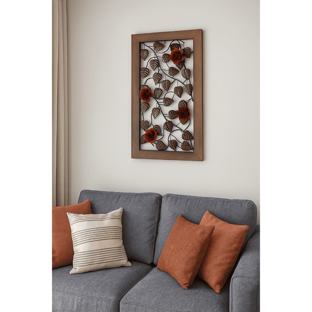 Quadro 3D Madeira Decorativo Parede Ramagem E Rosas