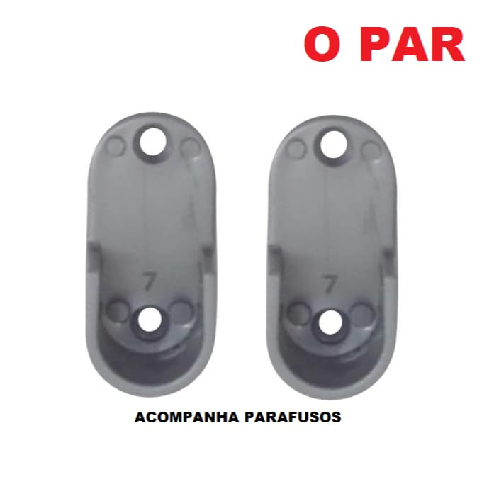 Par de Suporte plástico para tubo cabideiro Oval + parafusos