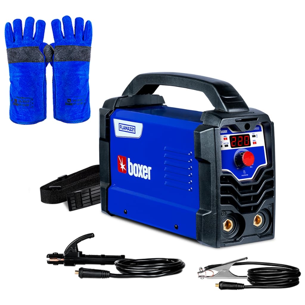 Kit Máquina Inversora de Solda 220A 220V MMA TIG Lift  Flama221 + Luva de Soldador 300° 36cm Boxer
