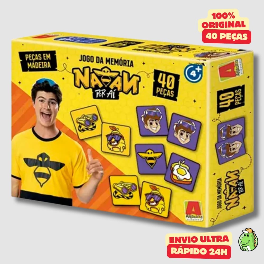 Jogo da Memória de Madeira Natan Por Aí Gamer Youtuber 40 peças Algazarra